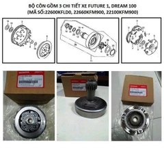 Bộ Côn xe Dream 100, wave 100 ( MÃ 3471+3472+3473)