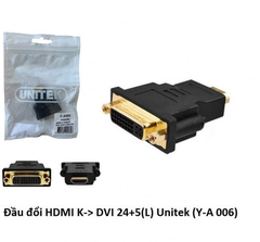 Đầu đổi HDMI K sang DVI 24+5 L Unitek Y-A 006 (-)