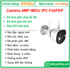 Camera IP IMOU IPC-F42FEP-D CAMERA WIFI NGOÀI TRỜI 4MP MÀU 24/7; 24T