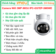 Camera Wifi 3MP iMOU IPC-GS7EP-3M0WE  (3MP -3.6mm-Full Color ); 24T
