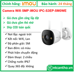 Camera Wifi 5MP IMOU IPC-S3EP-5M0WE (5mp, 2.8mm, Full Color); 24T