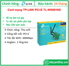 Card mạng không dây TP-Link PCI-E TL-WN881ND; 24T