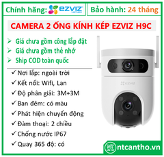 Camera 2 ống kính kép Ezviz H9c (3MP+3MP) - 2 mắt ngoài trời; 24T