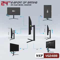 MÀN HÌNH GAMING VSP VG248B (23.8 INCH/FHD/IPS/165HZ/5.9MS/DP,HDMI); 24T