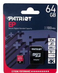 Thẻ nhớ Patriot EP Seris 64GB Micro V30 A1 Tốc độ 100M, (Kèm Adapter); BH: 3 năm