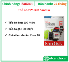 Thẻ nhớ 256GB SanDisk Class 10; 12T