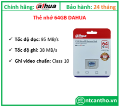 Thẻ nhớ DAHUA 64GB (DHI-TF-C100/64GB); 12T