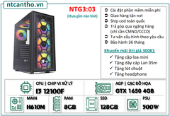 Mainboard H610M | I3 12100F | Ram4 8G | SSD 128GB | Case game | PSU 500W | Card GTX 1650 4GB | Tản nhiệt led | BH: 36T