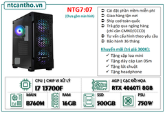 Mainboard B760M | I7 13700F | Ram4 16G | SSD 500GB | Case game | PSU 750W | Card RTX 4060 Ti 8GB | Tản nhiệt led | BH: 36T