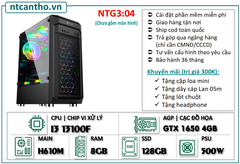 Mainboard H610M | I3 13100F | Ram4 8G | SSD 128GB | Case game | PSU 500W | Card GTX 1650 4GB | Tản nhiệt led | BH: 36T