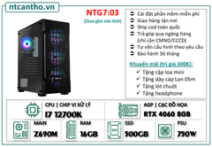 Mainboard Z690M | I7 12700K | Ram4 16G | SSD 500GB | Case game | PSU 750W | Card RTX 4060 8GB | Tản nhiệt led | BH: 36T