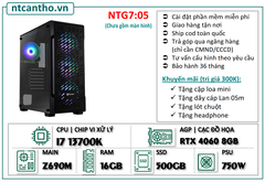 Mainboard Z690M | I7 13700K | Ram4 16G | SSD 500GB | Case game | PSU 750W | Card RTX 4060 8GB | Tản nhiệt led | BH: 36T