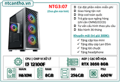 Mainboard H610M | I3 12100F | Ram4 8G | SSD 256GB | Case game | PSU 600W | Card RTX 3050 8GB | Tản nhiệt led | BH: 36T