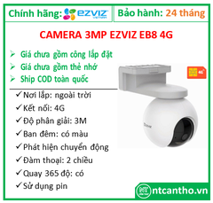 Camera 3mp EZVIZ EB8 4G Hỗ Trợ GPS Dùng Pin Sạc Ngoài Trời + kèm tấm năng lượng; 24T