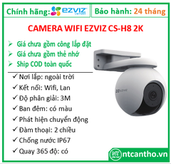 Camera IP WiFi EZVIZ CS-H8  2K (3MP, 4mm); 24T