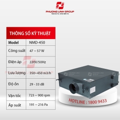 Máy cấp gió tươi thu hồi nhiệt lưu lượng gió 450m3/h NMD-450
