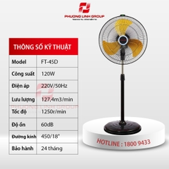 Quạt cây cao cấp cánh nhựa ABS FT-45D