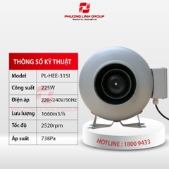 Quạt thông gió lưu lượng lớn nối ống PL-HEE-315I