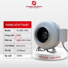 Quạt thông gió nối ống cánh ly tâm PL-HEE-100I