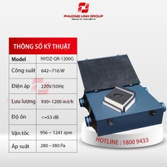 Quạt thông gió thu hồi nhiệt và lọc khí NYDZ-QR-1200G