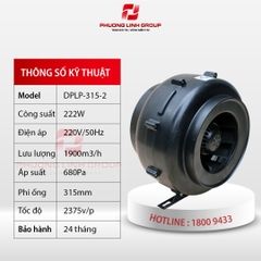 Quạt thông gió âm trần nối ống DPLP-315-2