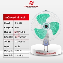 Quạt treo tường chống ồn FB-40B