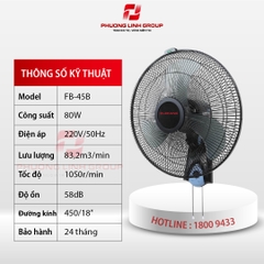 Quạt treo tường độ ồn thấp FB-45B