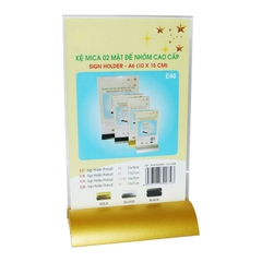 Kệ Mica 02 Mặt Đế Nhôm Cao Cấp A6 E40 (10 x 15cm)