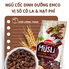 Ngũ cốc Emco vị socola và hạt phỉ túi 750gr