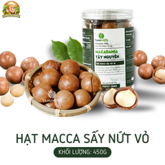 Hạt macca nứt vỏ đã rang sấy - hũ 450gr