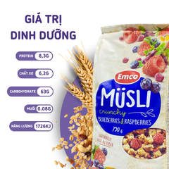 Ngũ cốc Emco vị việt quất và mâm xôi túi 750gr