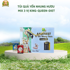 Tổ Yến Nhung Hươu Anbinest Mix 3 Vị King - Queen - Diet - Túi Quà Tặng 6 Hũ
