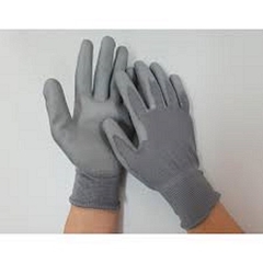 Găng tay xám phủ lòng PU không viền