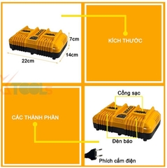 Bộ đế sạc siêu nhanh INGCO FCLI2024 20V đôi
