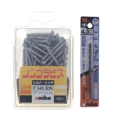 Ốc Vít bắt tường, bê tông 5.0x45mm đầu bằng Unika F-545-SDN (kèm mũi SB4.3mm)