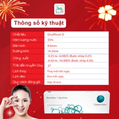 Kính áp tròng trong suốt Biomedics 1 Day Extra