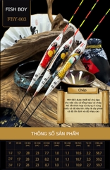 Phao Câu Đài Cao Cấp, Phao Lông Công Vẽ Tay Fish Boy FBY003