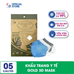 Khẩu trang y tế Gold 3D Mask dành cho người lớn - Túi 5 cái