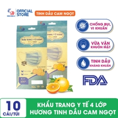 Khẩu trang y tế hương tinh dầu Cam ngọt 4 lớp Gold Mask - Túi 10 cái