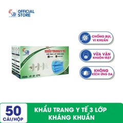 Khẩu trang y tế 3 lớp kháng khuẩn Trường Dương - Hộp 50 cái