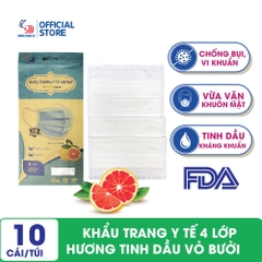 Khẩu trang y tế hương tinh dầu Vỏ Bưởi 4 lớp Gold Mask - Túi 10 cái