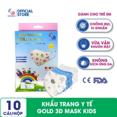 Khẩu trang y tế Gold 3D Mask Kids dành cho trẻ em - Hộp 10 cái