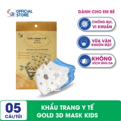 Khẩu trang y tế Gold 3D Mask Kids dành cho trẻ em - Túi 5 cái