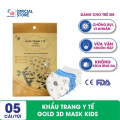 Khẩu trang y tế Gold 3D Mask Kids dành cho trẻ em - Túi 5 cái