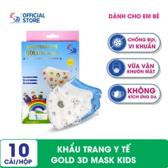 Khẩu trang y tế Gold 3D Mask Kids dành cho trẻ em - Hộp 10 cái