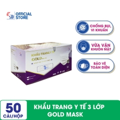 Khẩu trang y tế 3 lớp kháng khuẩn toàn diện Gold Mask Trường Dương - Hộp 50 cái
