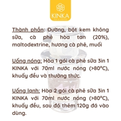 Cà phê sữa 3in1 KINKA 180gr (10 gói x 18gr)