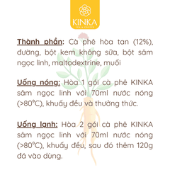Cà phê Sâm Ngọc Linh KINKA 180g (10 gói x 18g)