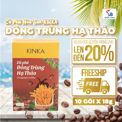 Cà Phê Đông Trùng Hạ Thảo KINKA 180g (10 Gói x 18g) - Hương Vị Đậm Đà Chuẩn Quán