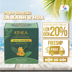 KINKA Trà Hoa Vàng Gia Lai - Lá Xanh & Hoa | 40g (20 gói x 2g)
